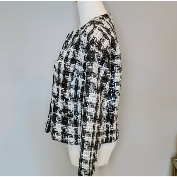 Dolce Cabo Tweed Black/ White Houndstooth Boxy/Oversized Jacket size S. - Picture 5 of 6